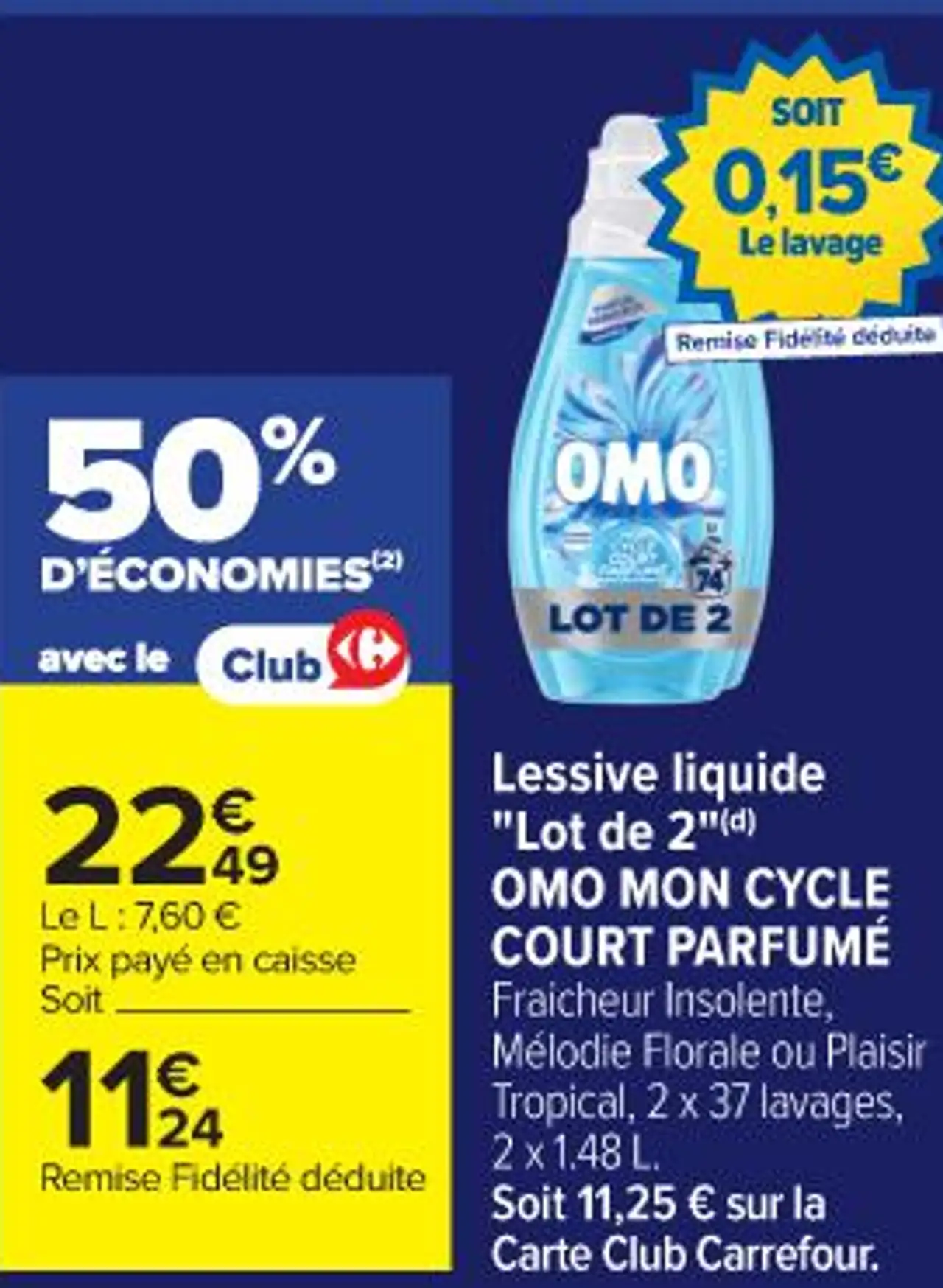 Lessive liquide OMO MON CYCLE COURT PARFUMÉ