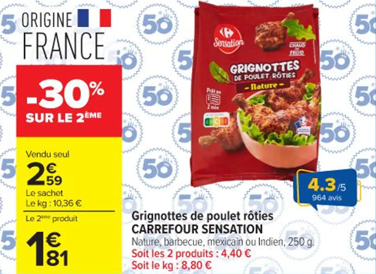 Grignottes de poulet rôties CARREFOUR SENSATION