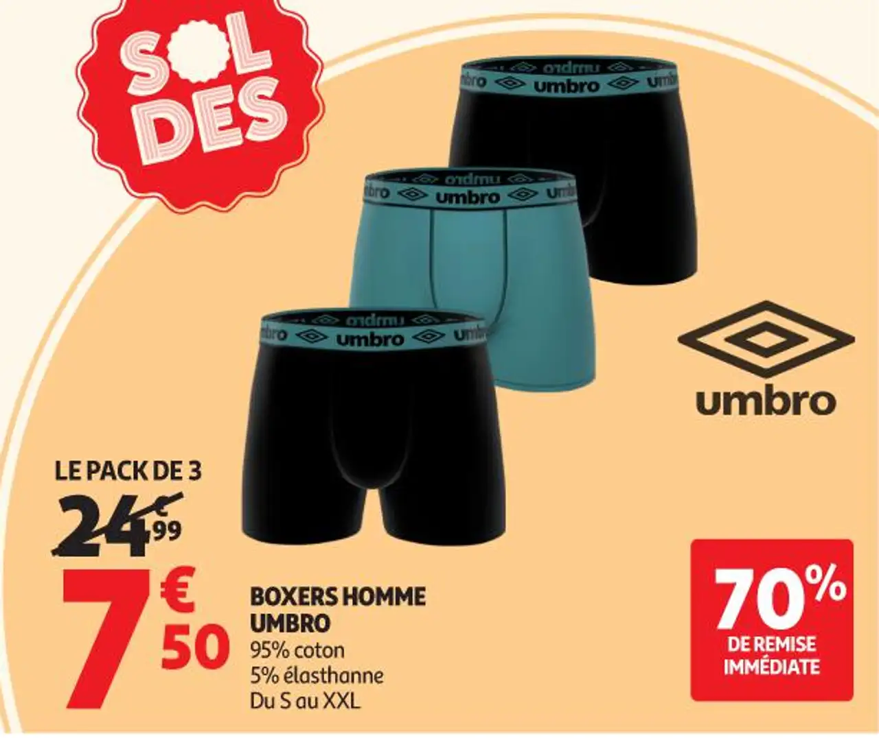 Boxers Homme Umbro Le Pack De 3