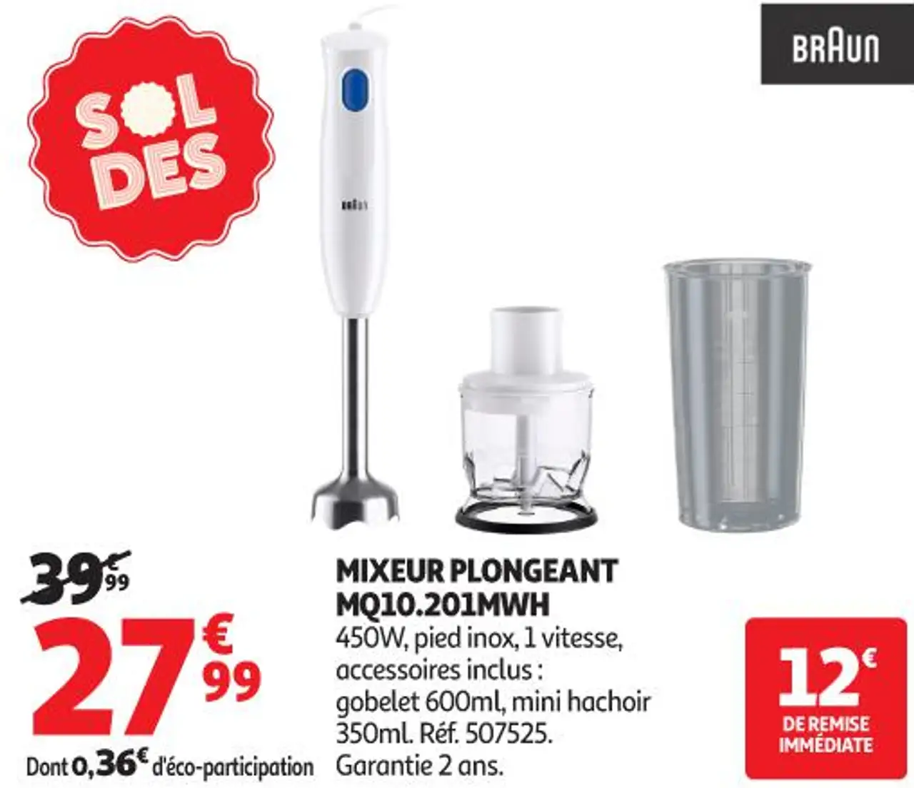 Braun MIXEUR PLONGEANT MQ10.201MWH