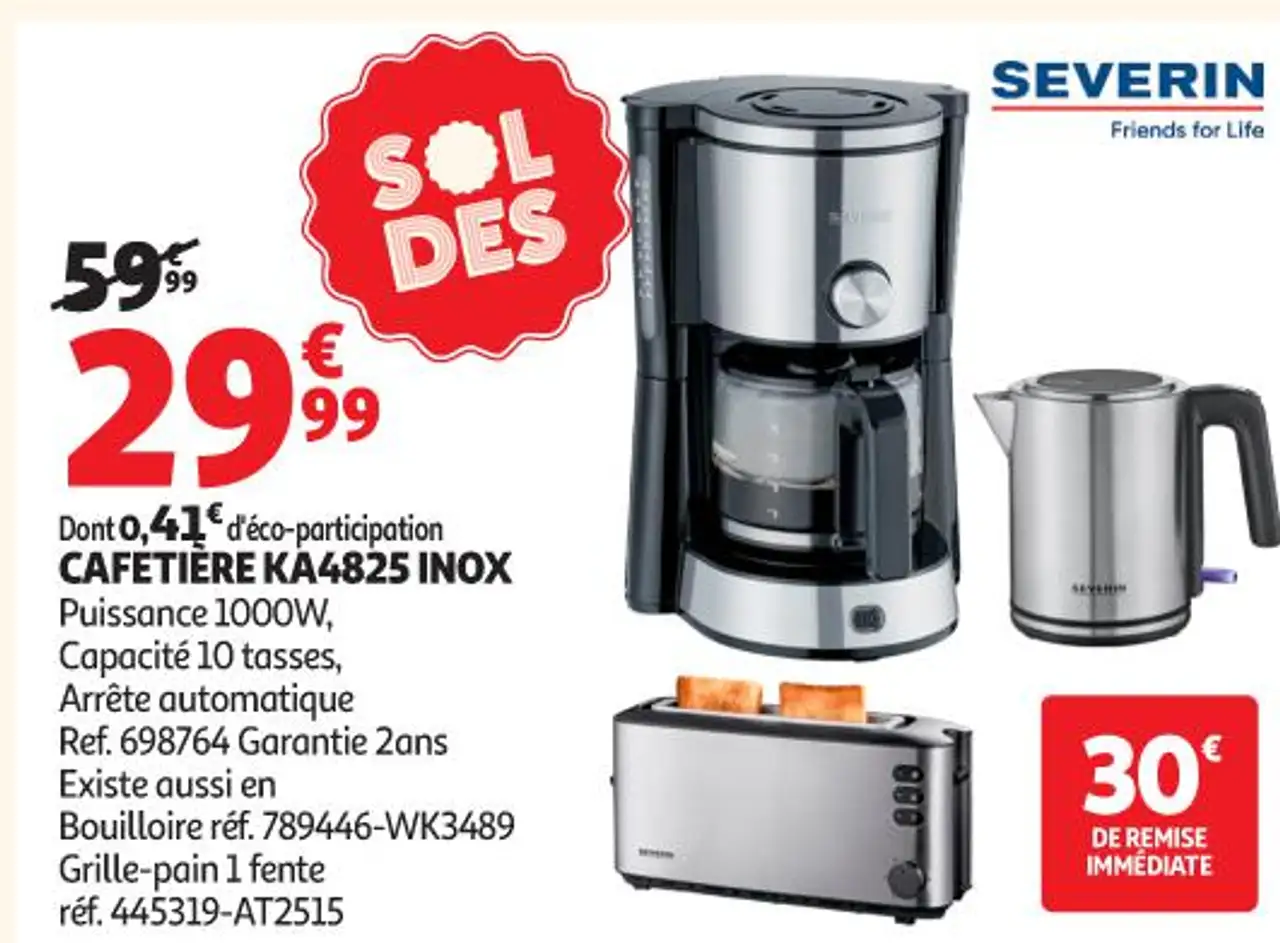 SEVERIN CAFETIÈRE KA4825 INOX
