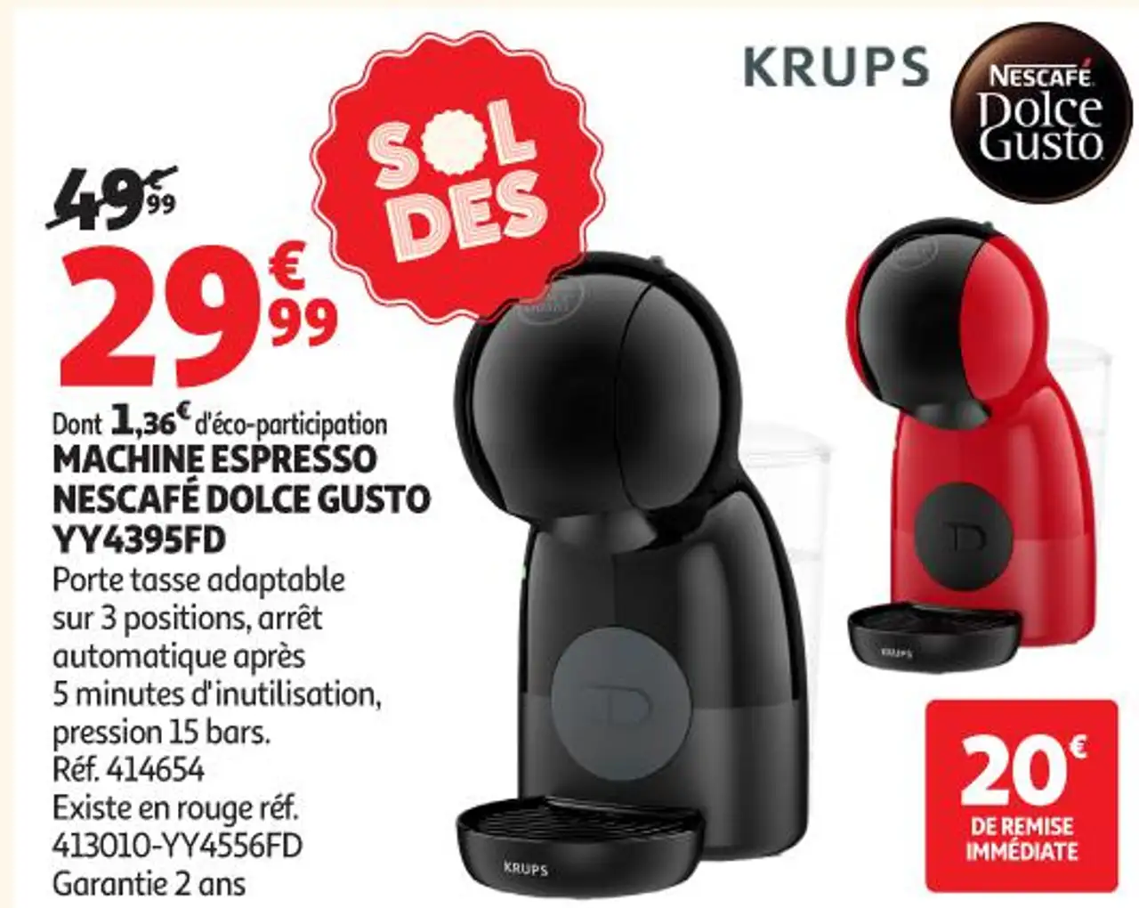 KRUPS MACHINE ESPRESSO NESCAFÉ DOLCE GUSTO YY4395FD