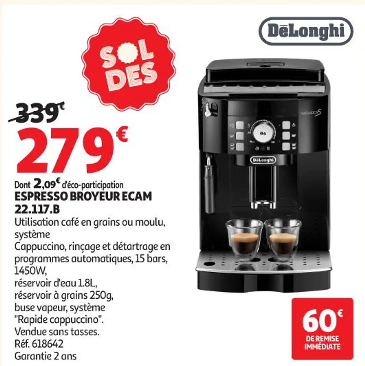 DeLonghi ESPRESSO BROYEUR ECAM 22.117.B