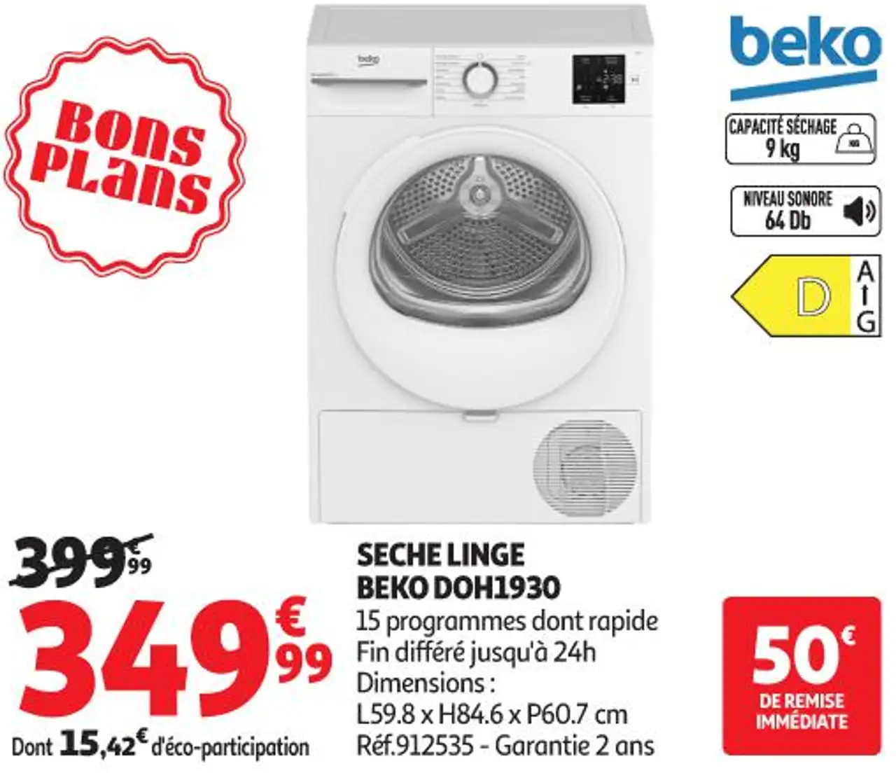 BEKO DOH1930 SECHE LINGE