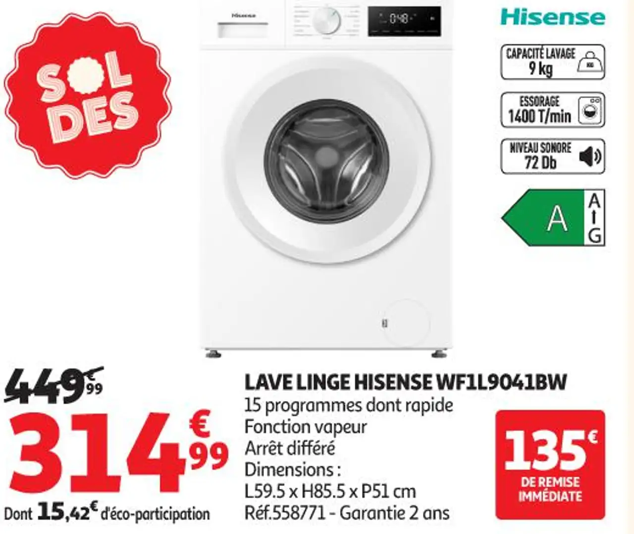 LAVE LINGE HISENSE WF1L9041BW