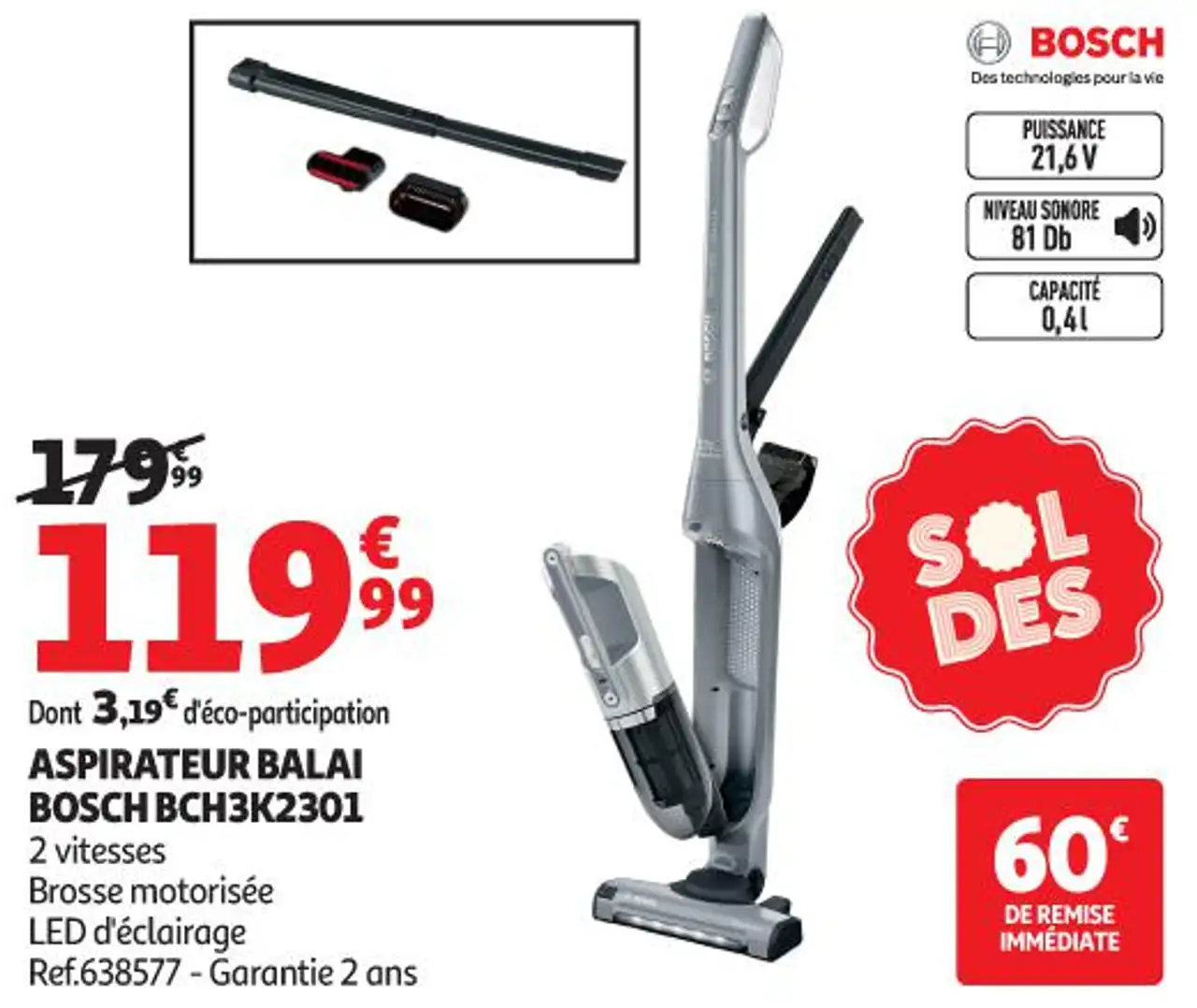 ASPIRATEUR BALAI BOSCH BCH3K2301