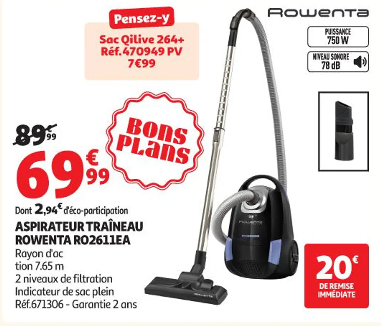 ASPIRATEUR TRAÎNEAU ROWENTA RO2611EA