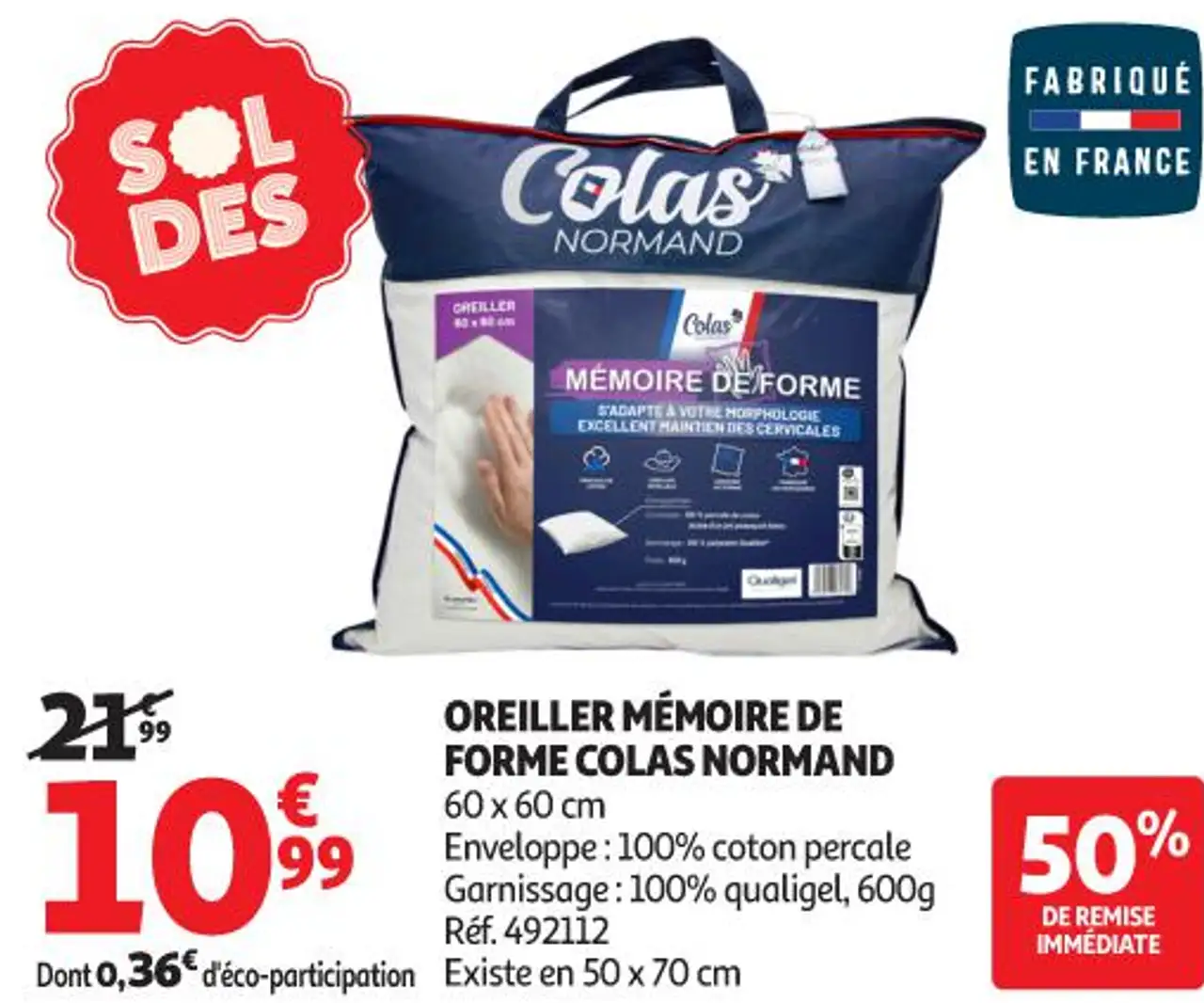 OREILLER MÉMOIRE DE FORME COLAS NORMAND