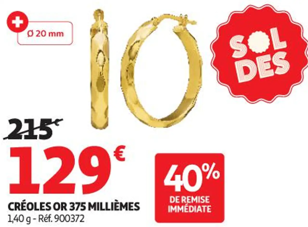 Créoles Or 375 Millièmes la VIE en OR
