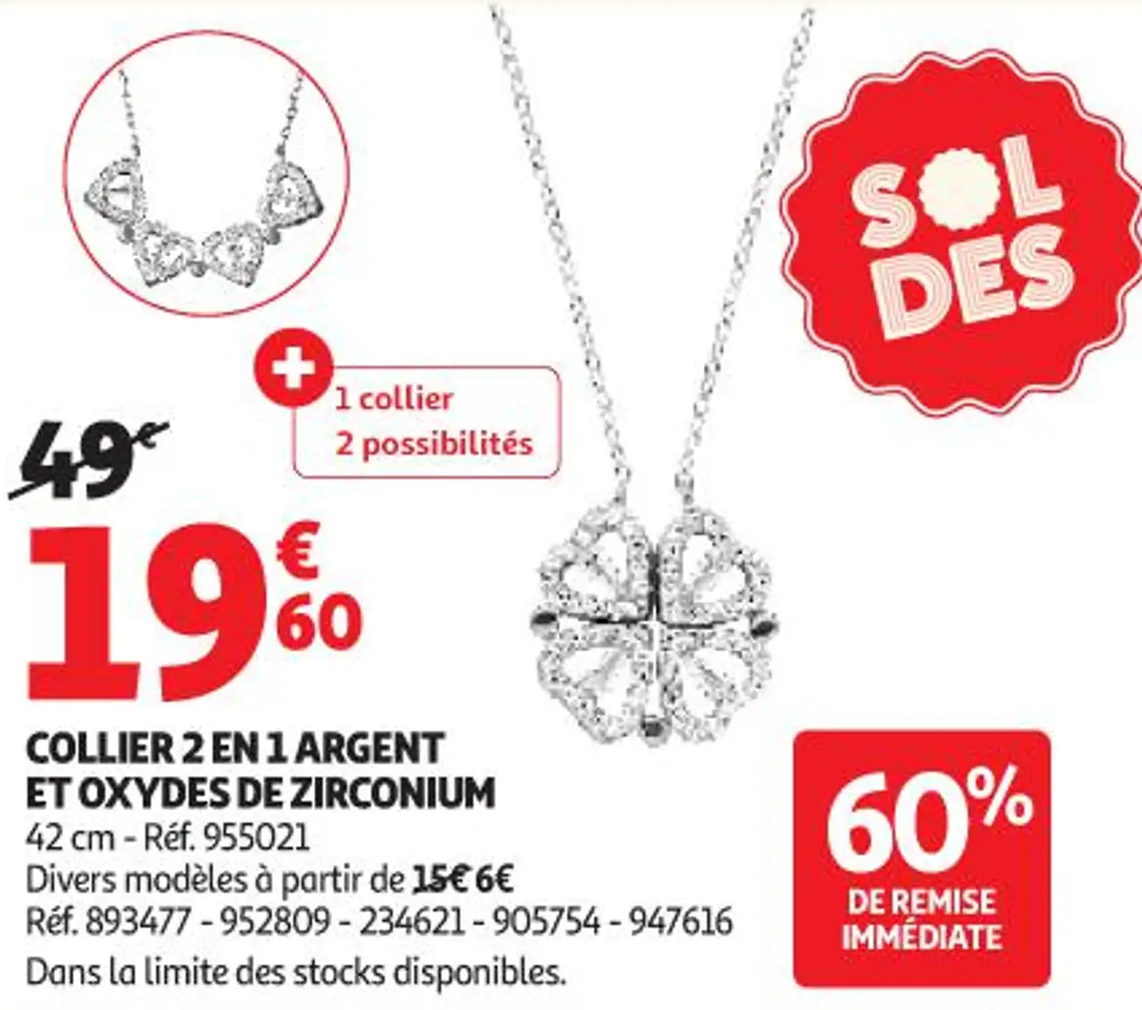Collier 2 en 1 argent et oxydes de zirconium la VIE en OR