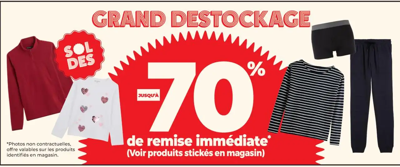 Grand destockage jusqu'à -70% de remise immédiate
