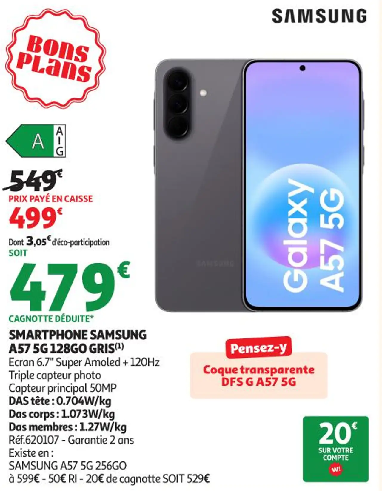 SMARTPHONE SAMSUNG A57 5G 128GO GRIS
