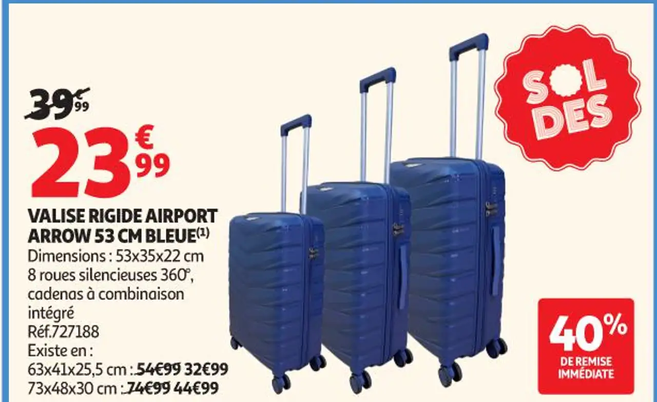 VALISE RIGIDE AIRPORT ARROW 53 CM BLEUE
