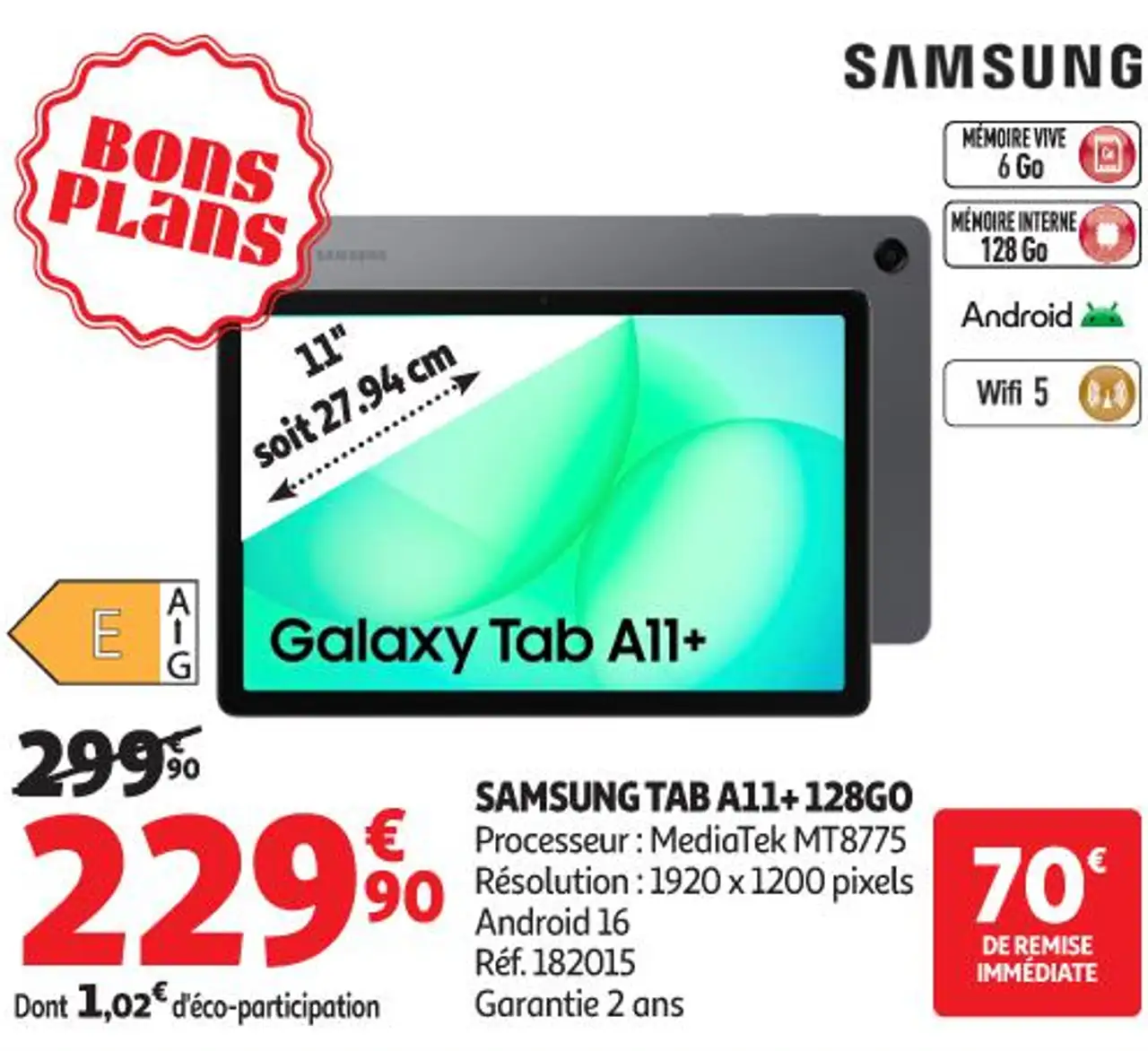 SAMSUNG TAB A11+ 128GO
