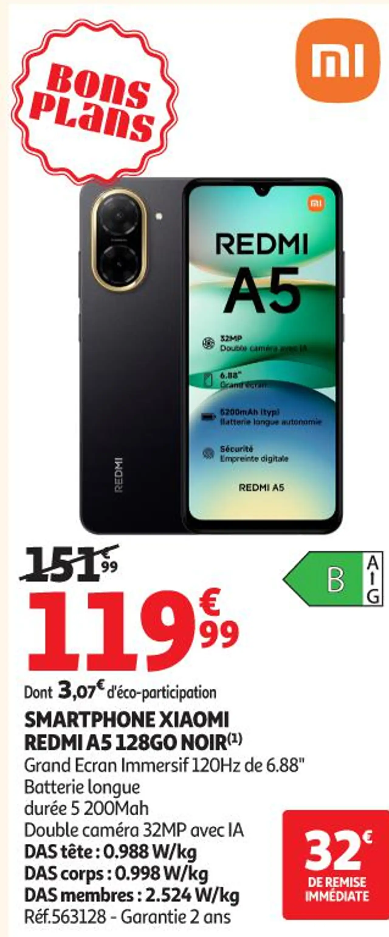 SMARTPHONE XIAOMI REDMI A5 128GO NOIR