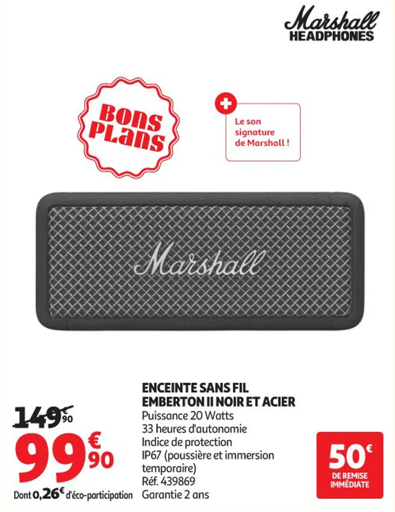 ENCEINTE SANS FIL EMBERTON II NOIR ET ACIER