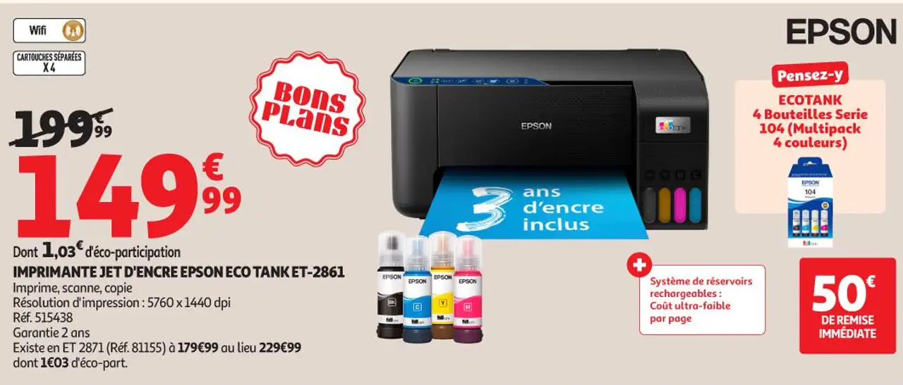 IMPRIMANTE JET D'ENCRE EPSON ECO TANK ET-2861