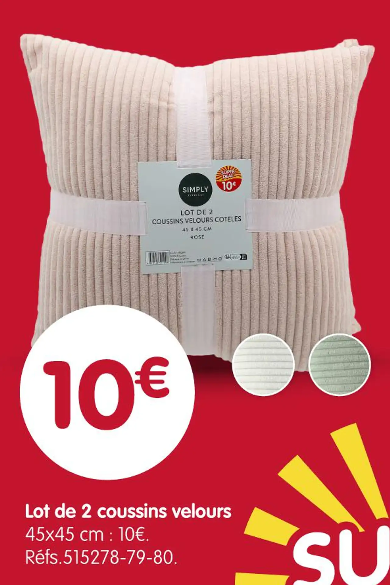 Lot de 2 coussins velours SIMPLY EVERYDAY