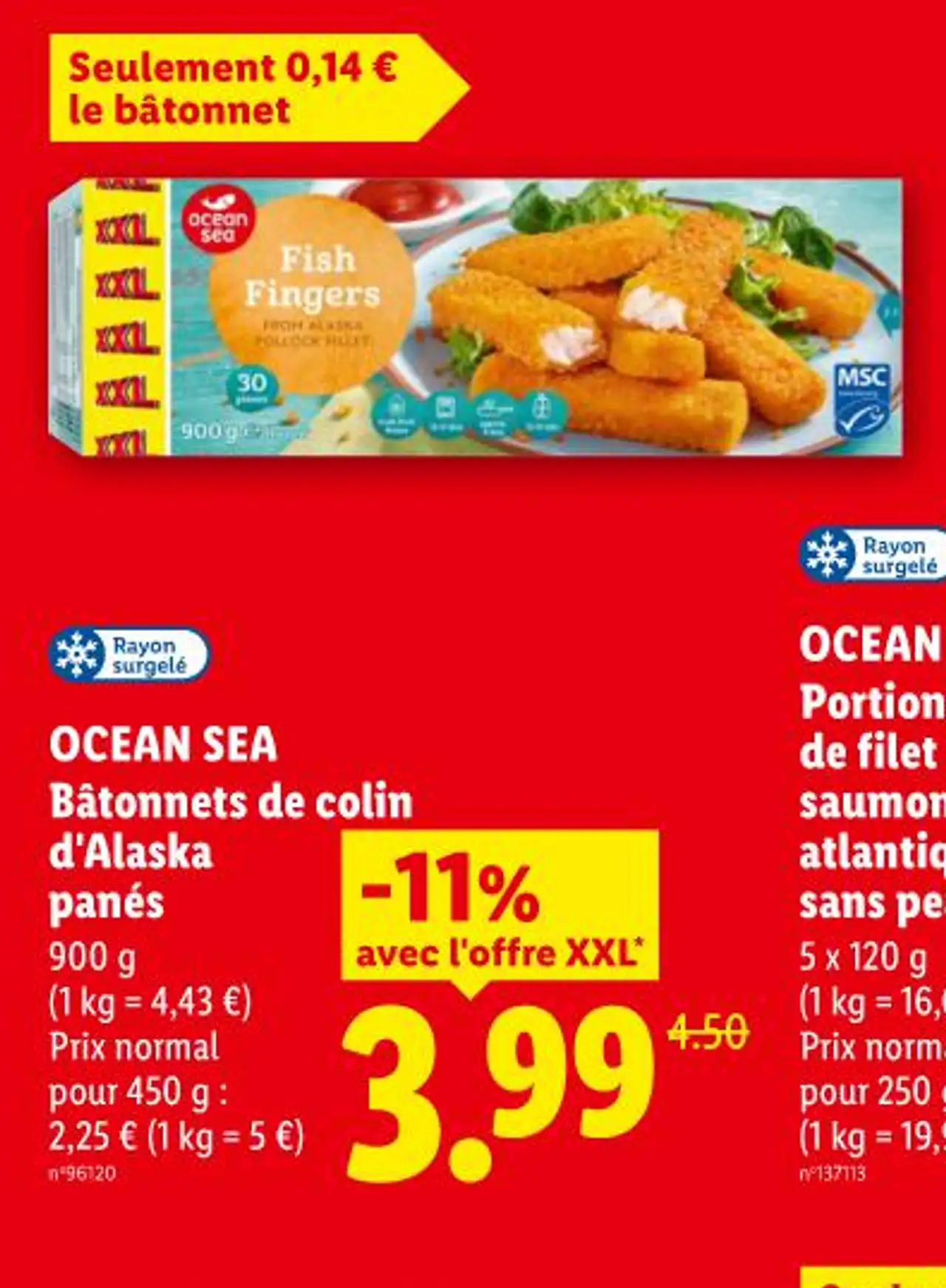 Ocean Sea Bâtonnets de colin d'Alaska panés