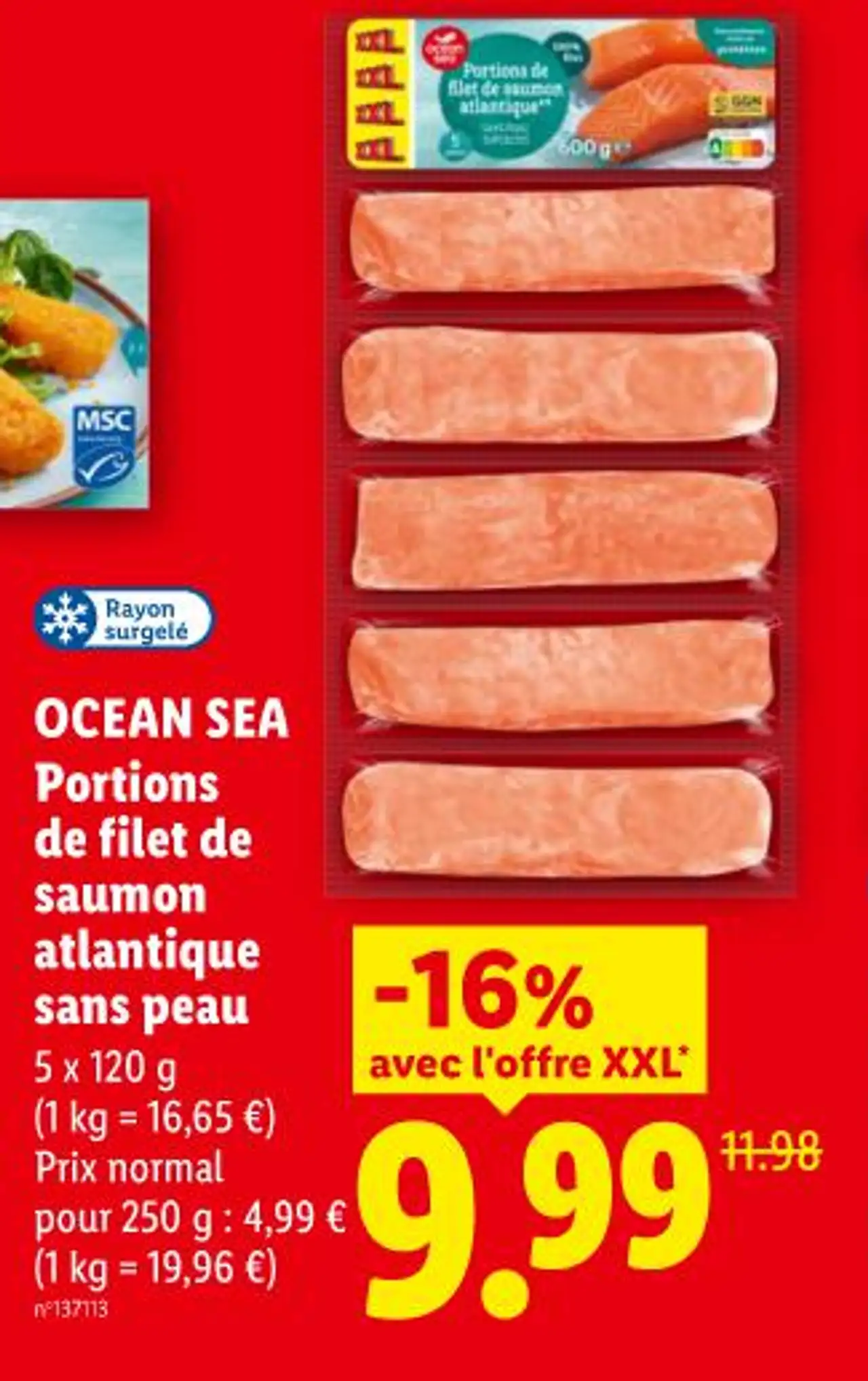 Ocean Sea Portions de filet de saumon atlantique sans peau