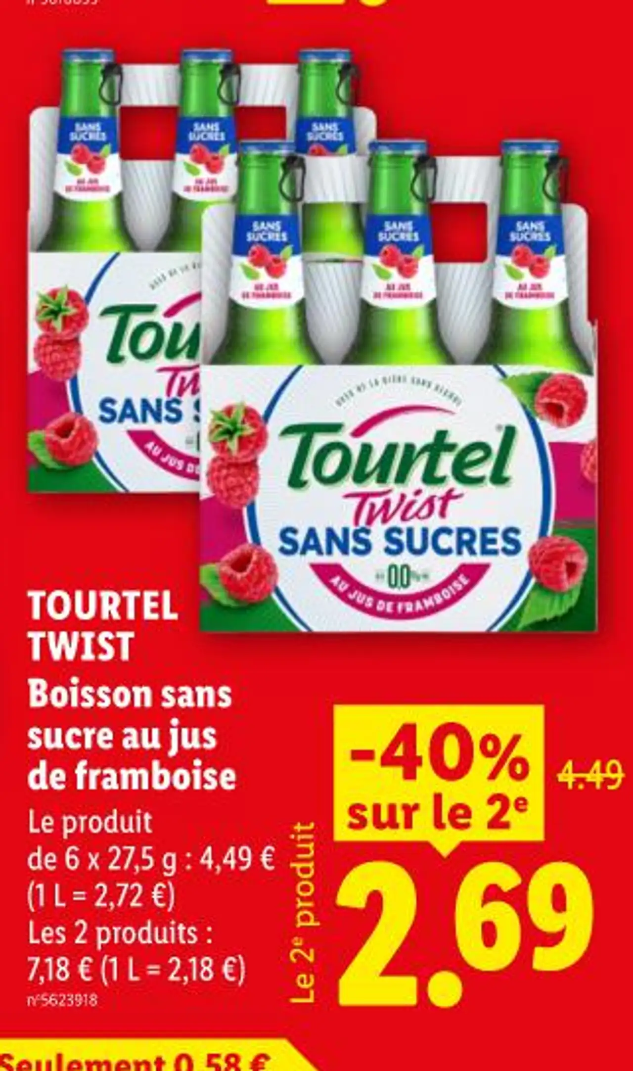 TOURTEL TWIST Boisson sans sucre au jus de framboise