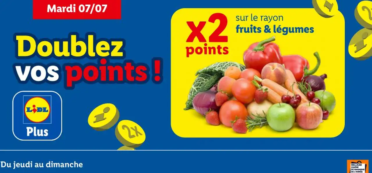 Doublez vos points! sur le rayon fruits & légumes