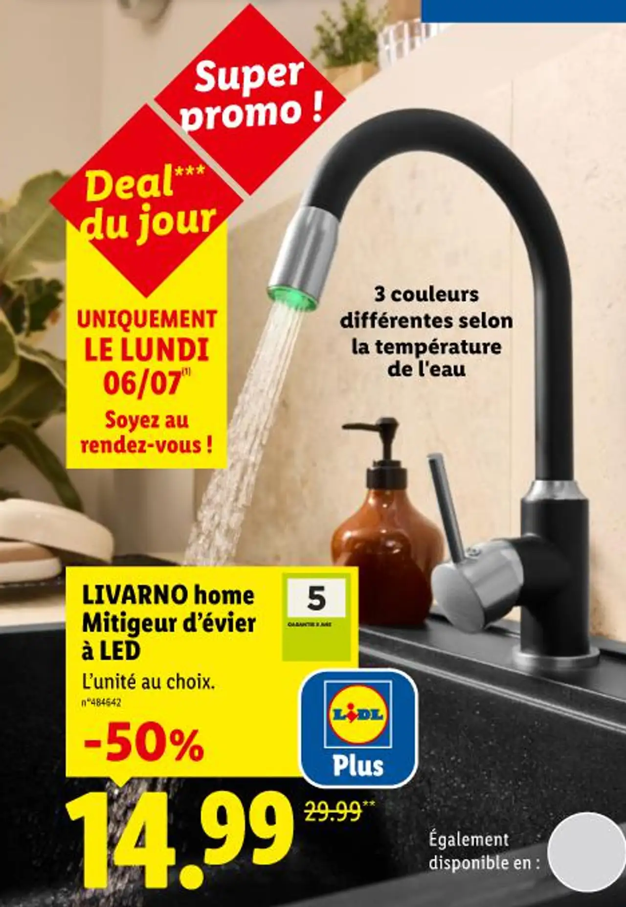 LIVARNO home Mitigeur d'évier à LED