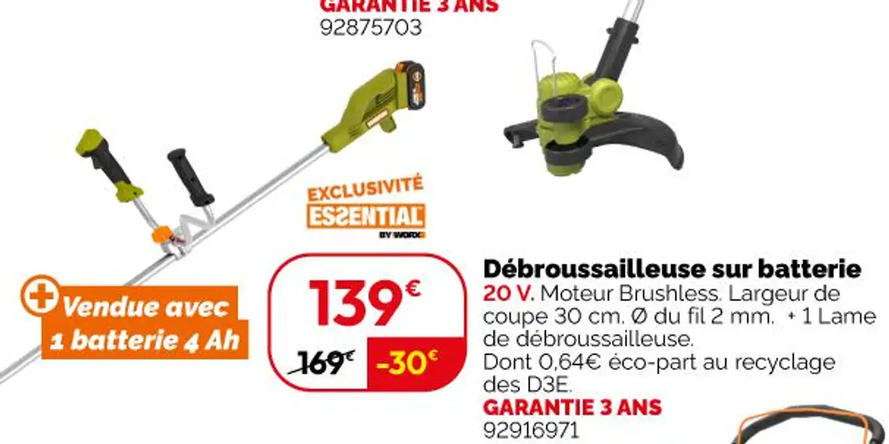 Débroussailleuse sur batterie ES2ENTIAL BY STERWINS