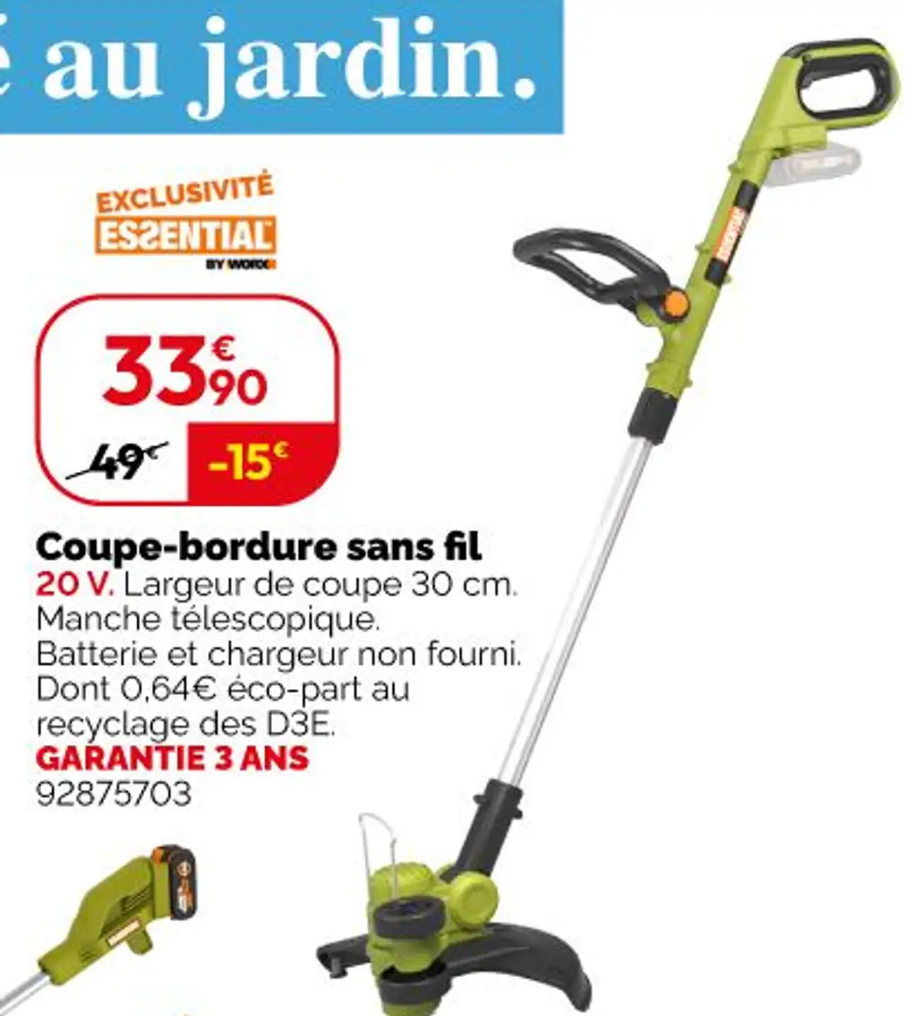 Coupe-bordure sans fil ES2ENTIAL BY STERWINS