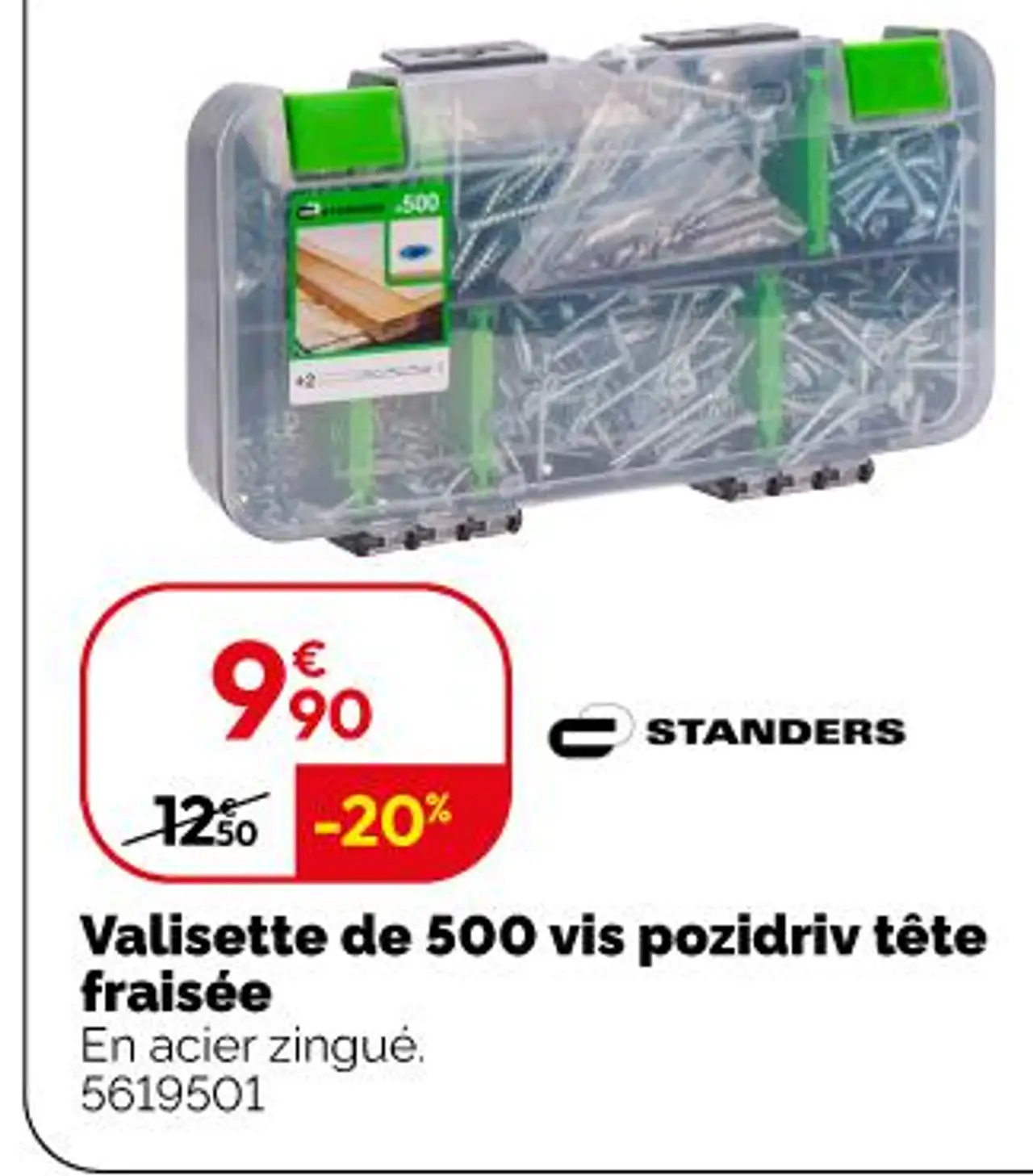STANDERS Valisette de 500 vis pozidriv tête fraisée