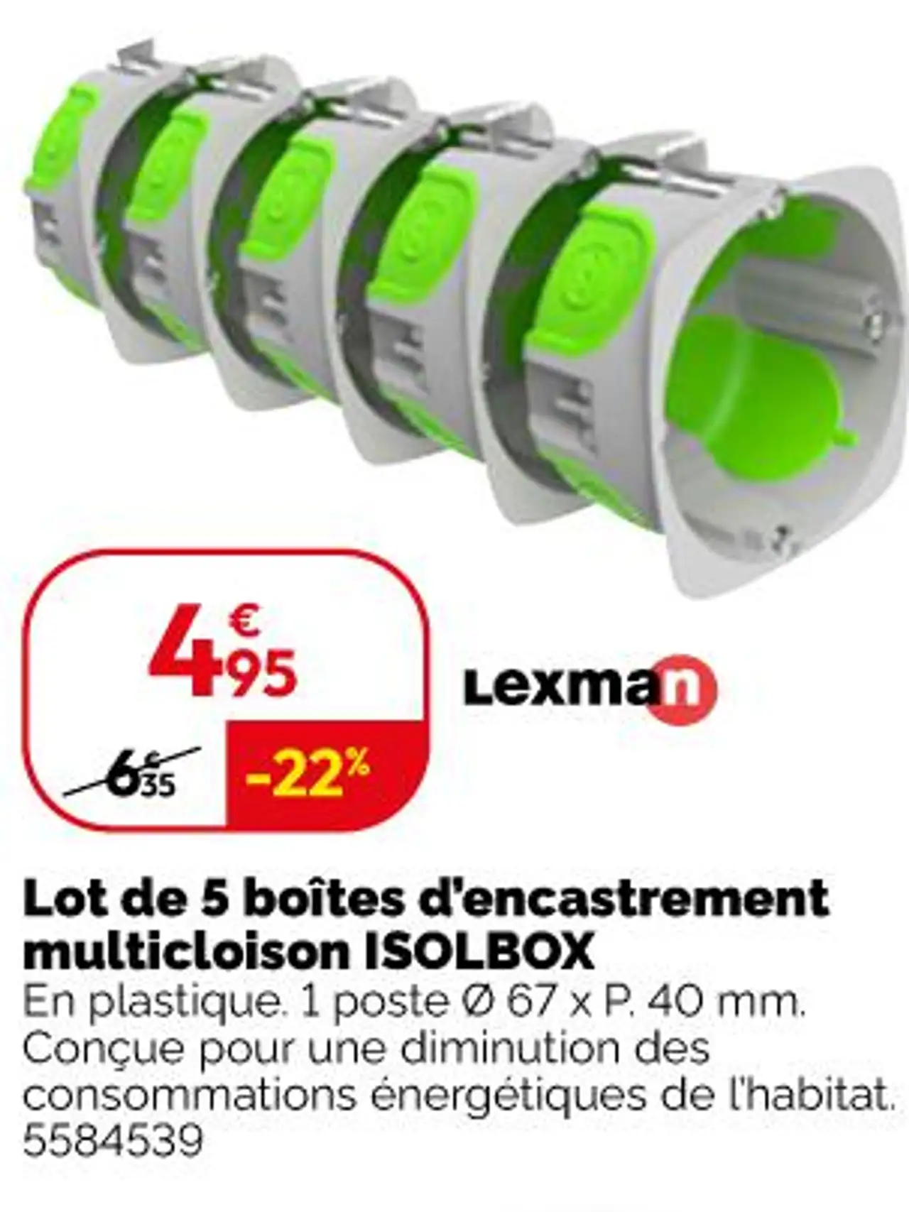 Lexman Lot de 5 boîtes d'encastrement multicloison ISOLBOX