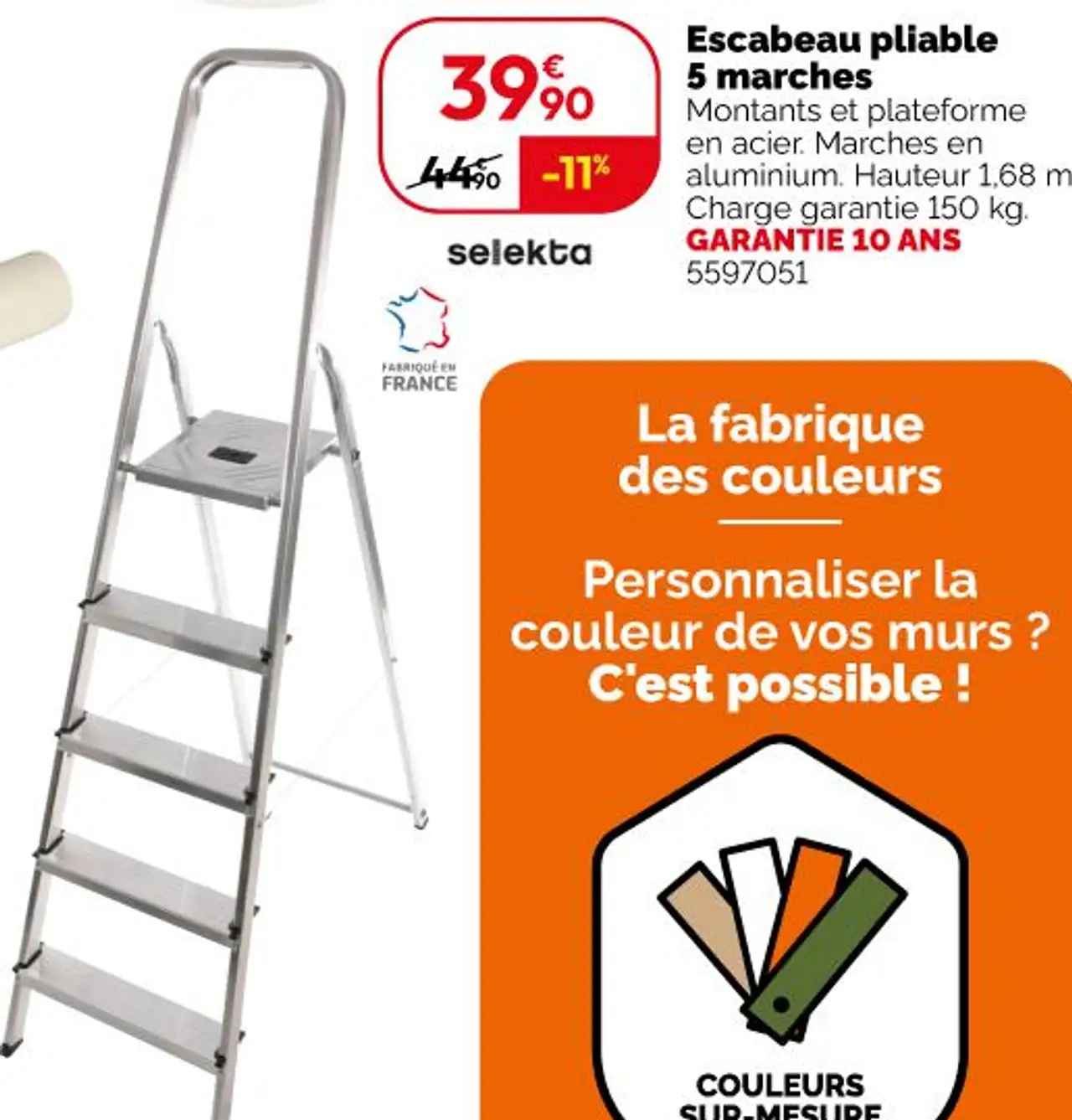 Escabeau pliable 5 marches selekta