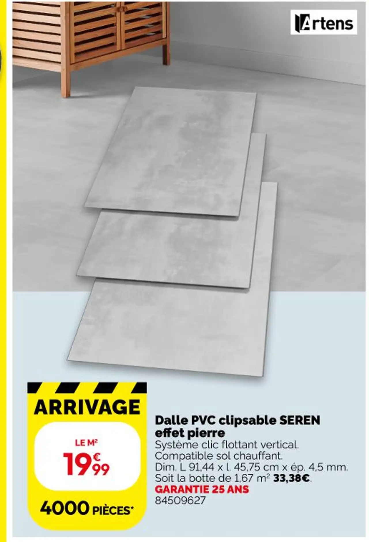Dalle PVC clipsable SEREN effet pierre Artens