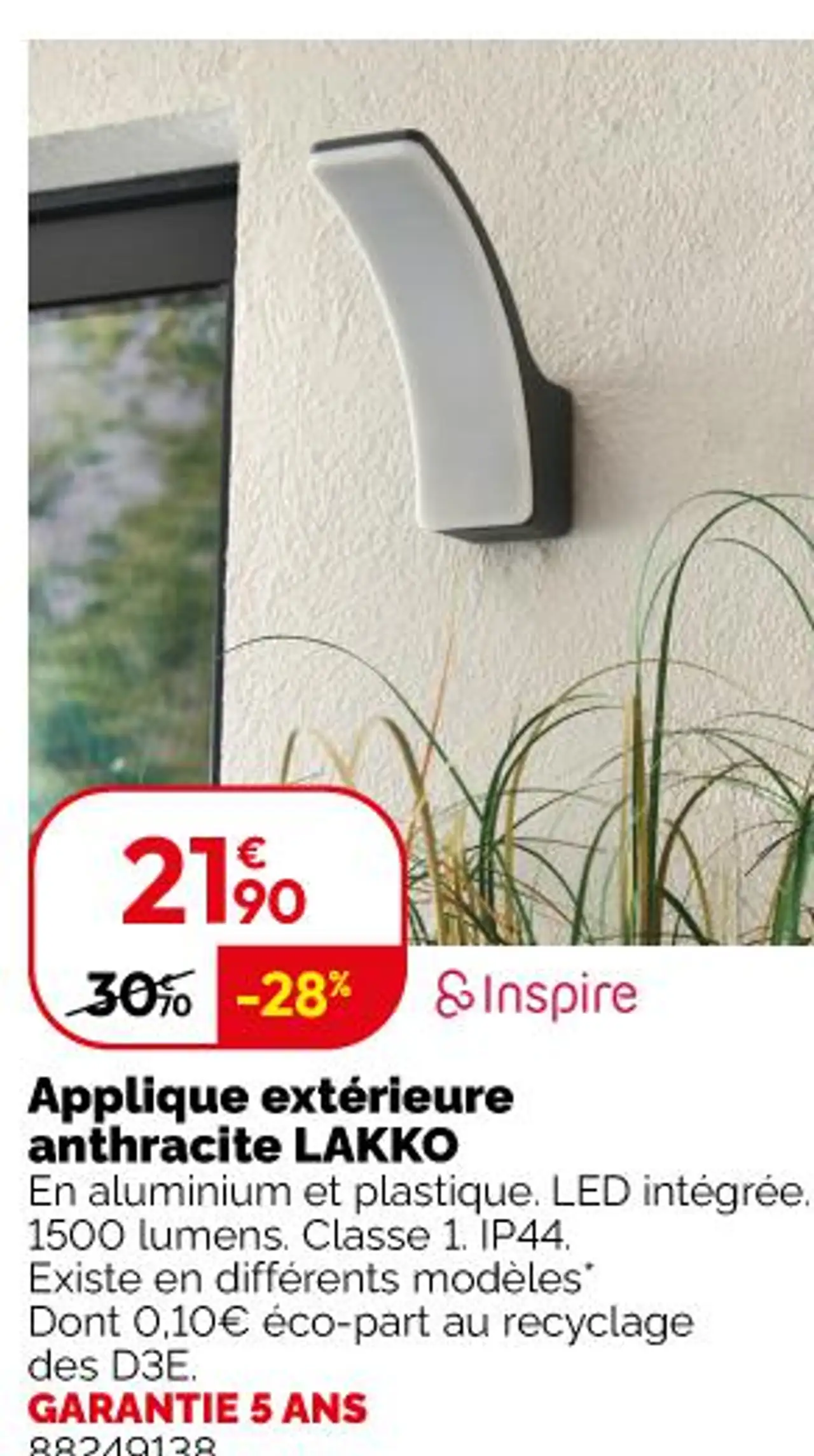 Applique extérieure anthracite LAKKO
