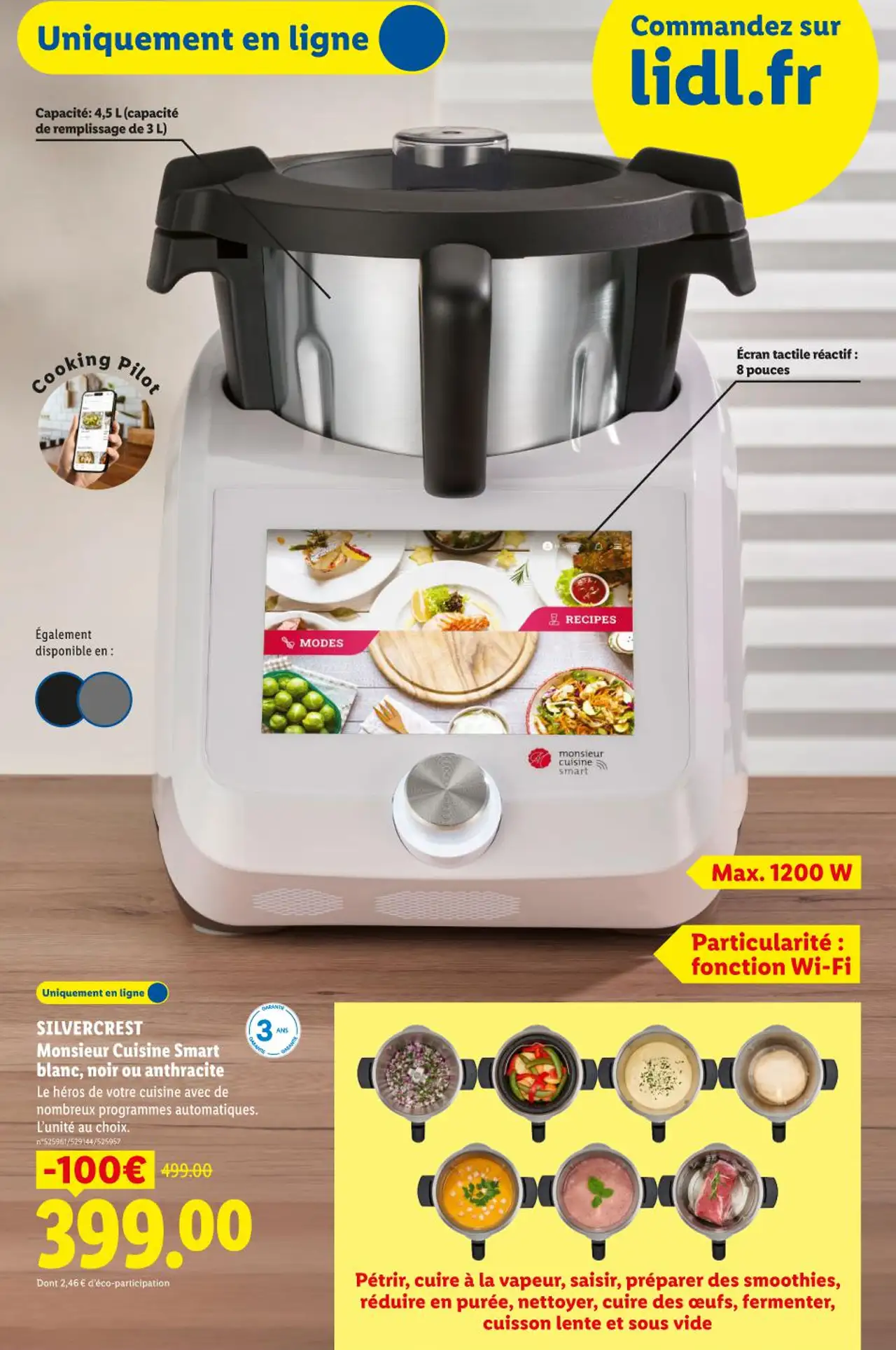 SILVERCREST Monsieur Cuisine Smart blanc, noir ou anthracite