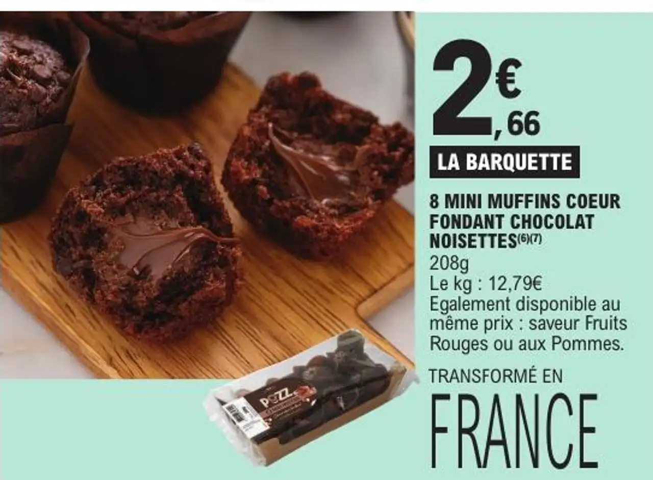 8 MINI MUFFINS COEUR FONDANT CHOCOLAT NOISETTES