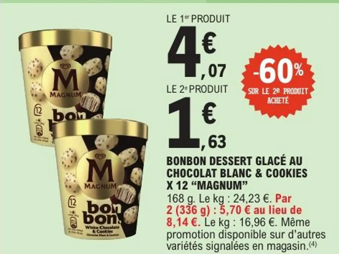 Bonbon dessert glacé au chocolat blanc & cookies x 12 "Magnum"