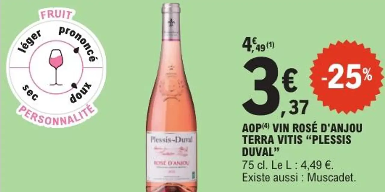 AOP VIN ROSÉ D'ANJOU TERRA VITIS "PLESSIS DUVAL"