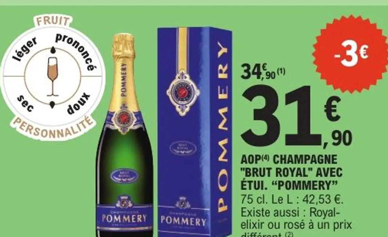 AOP CHAMPAGNE "BRUT ROYAL" AVEC ÉTUI "POMMERY"