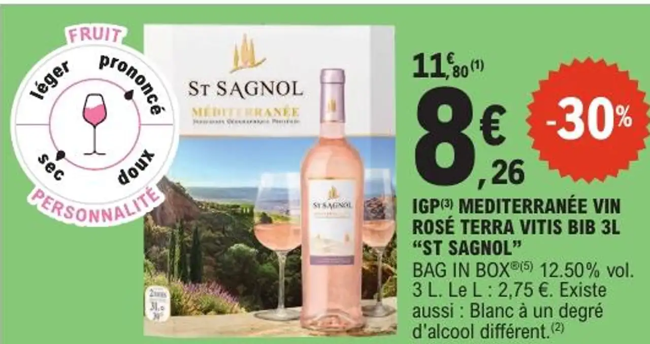 IGP MEDITERRANÉE VIN ROSÉ TERRA VITIS BIB 3L "ST SAGNOL"