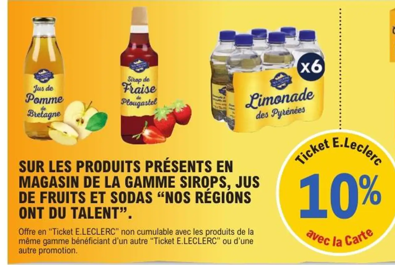 Gamme sirops, jus de fruits et sodas "Nos Régions ont du Talent"