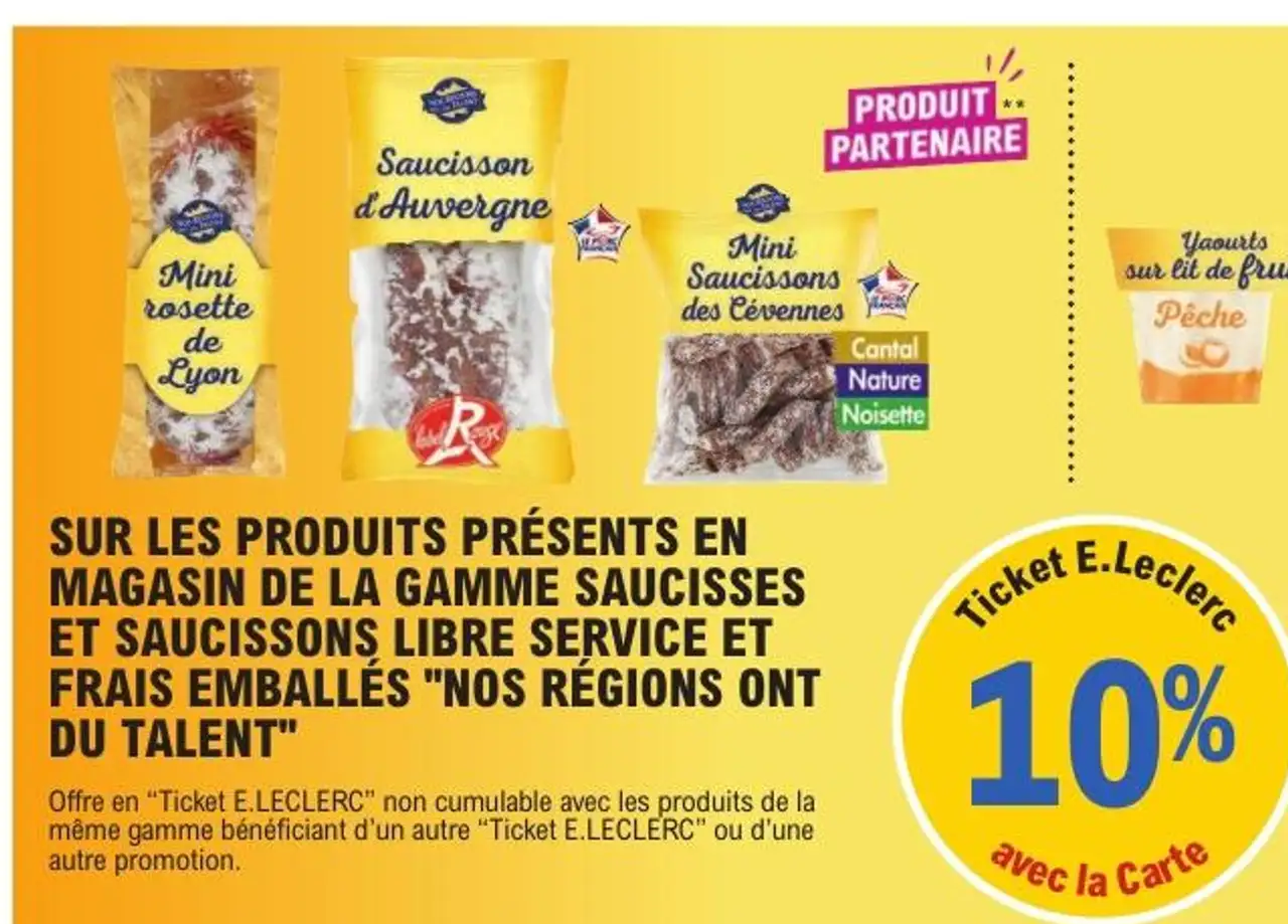 Gamme saucisses et saucissons libre service et frais emballés "Nos Régions ont du Talent"