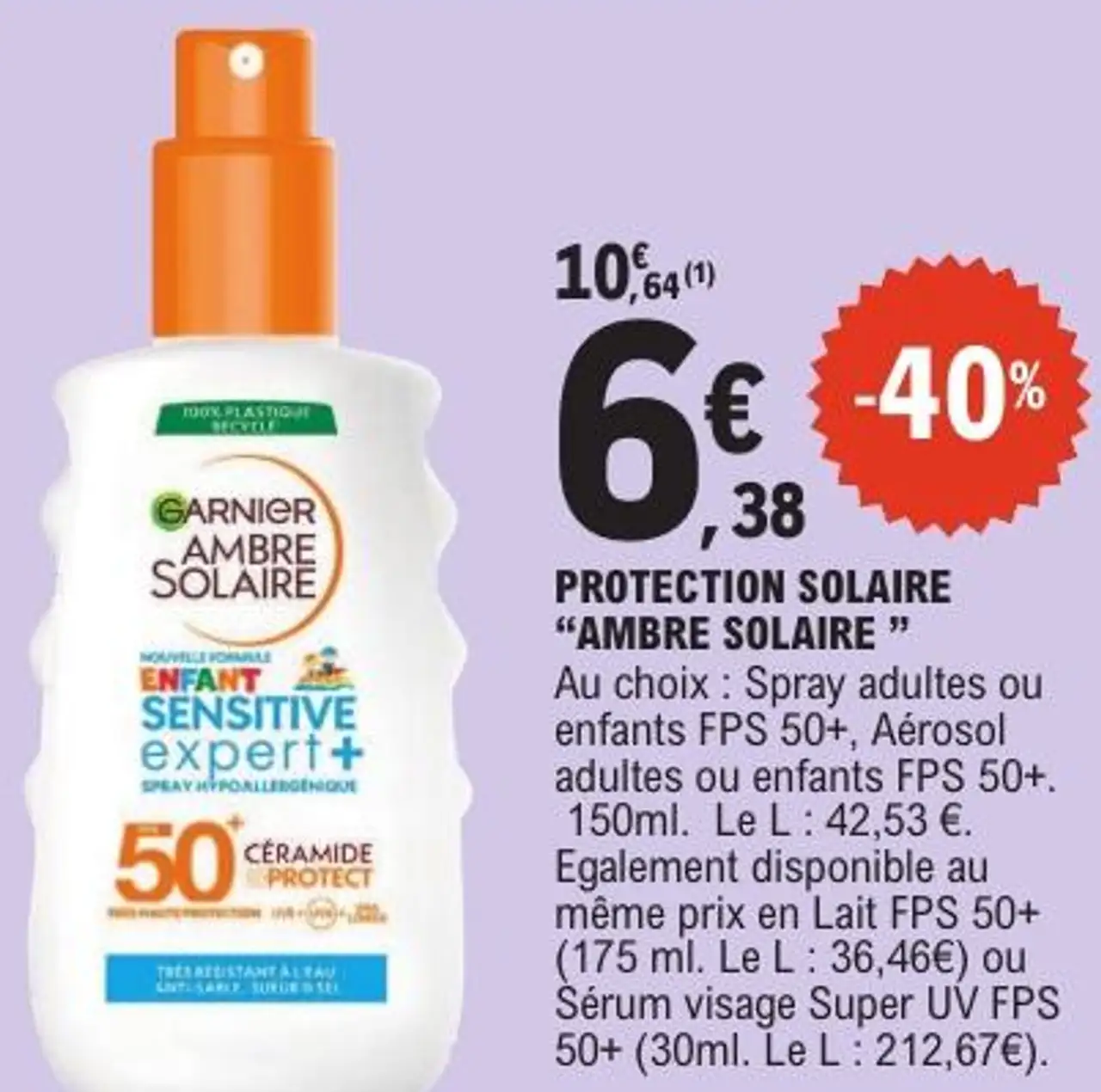 Protection Solaire "Ambre Solaire" Garnier