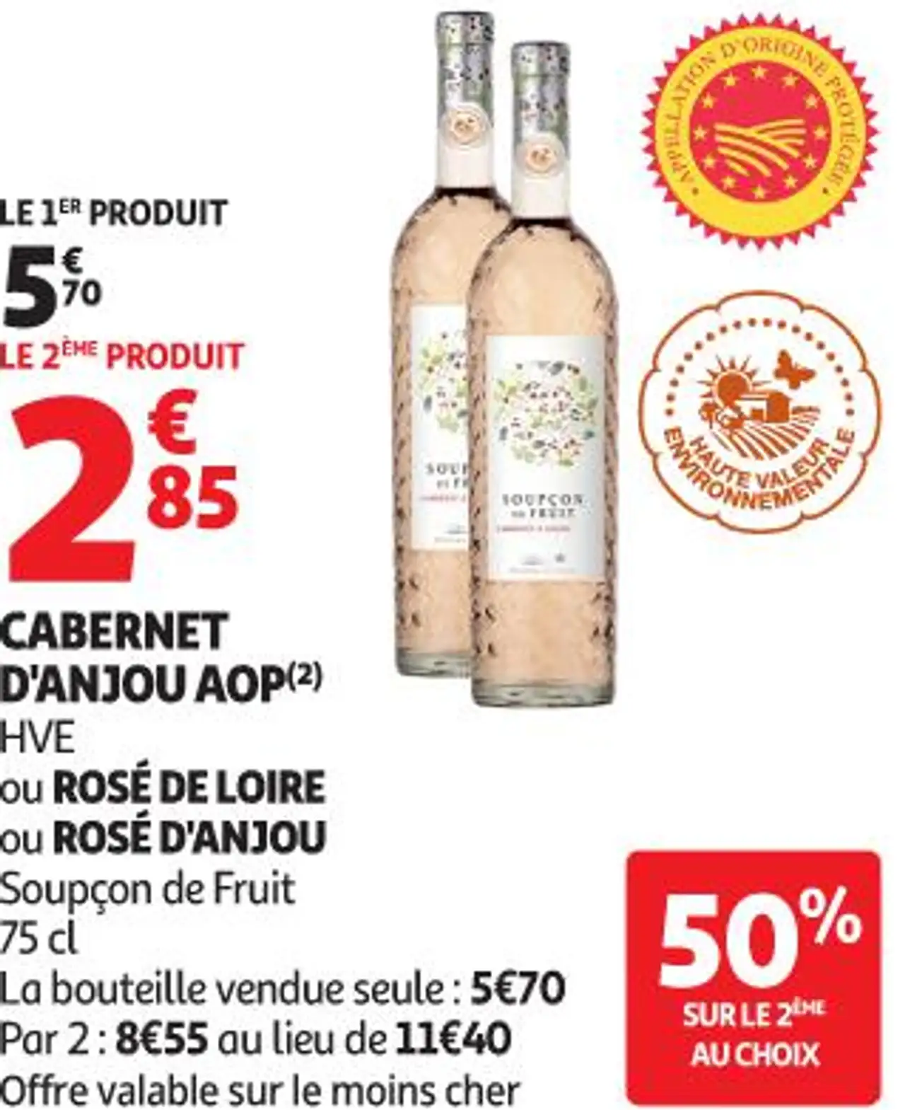 CABERNET D'ANJOU AOP ou ROSÉ DE LOIRE ou ROSÉ D'ANJOU Soupçon de Fruit