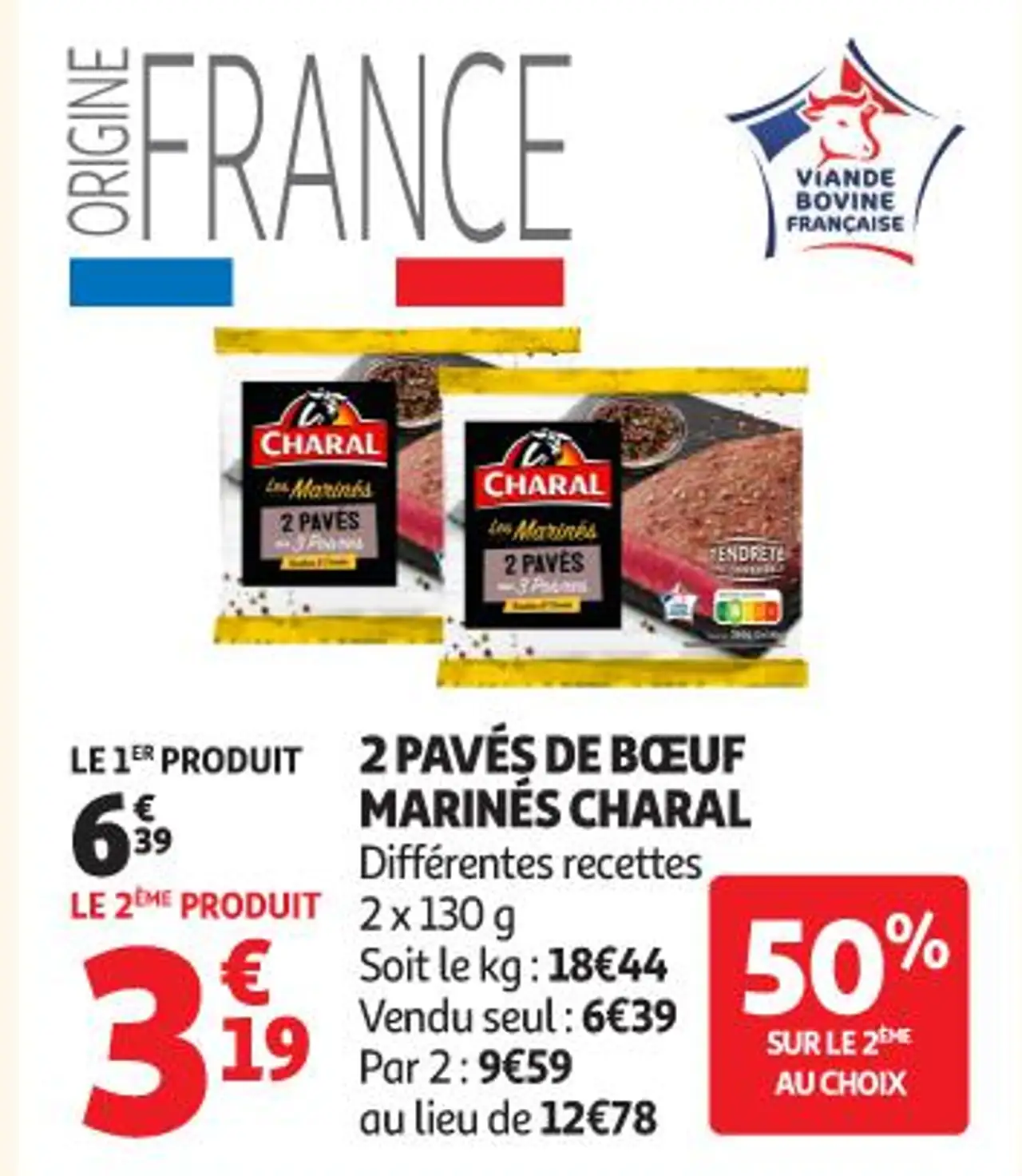 2 pavés de bœuf marinés Charal