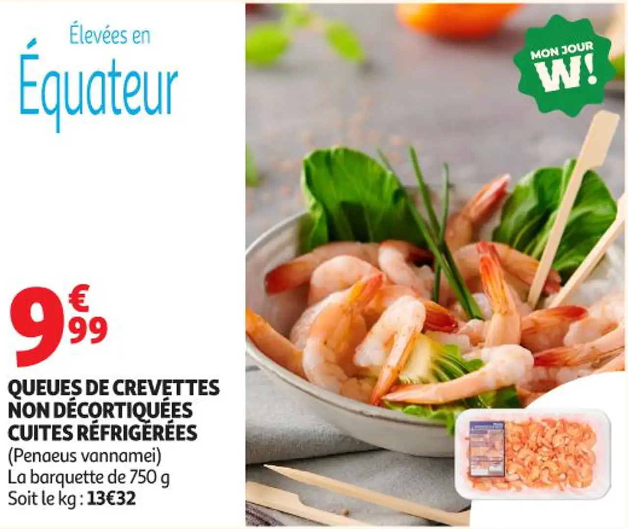 QUEUES DE CREVETTES NON DÉCORTIQUÉES CUITES RÉFRIGÉRÉES