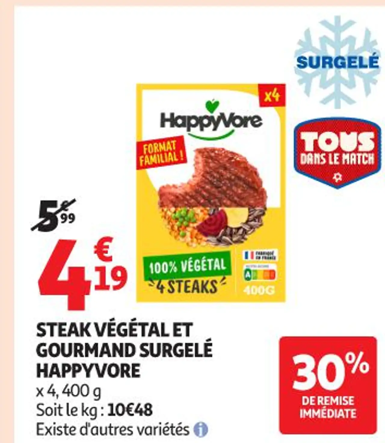 Steak végétal et gourmand surgelé HappyVore
