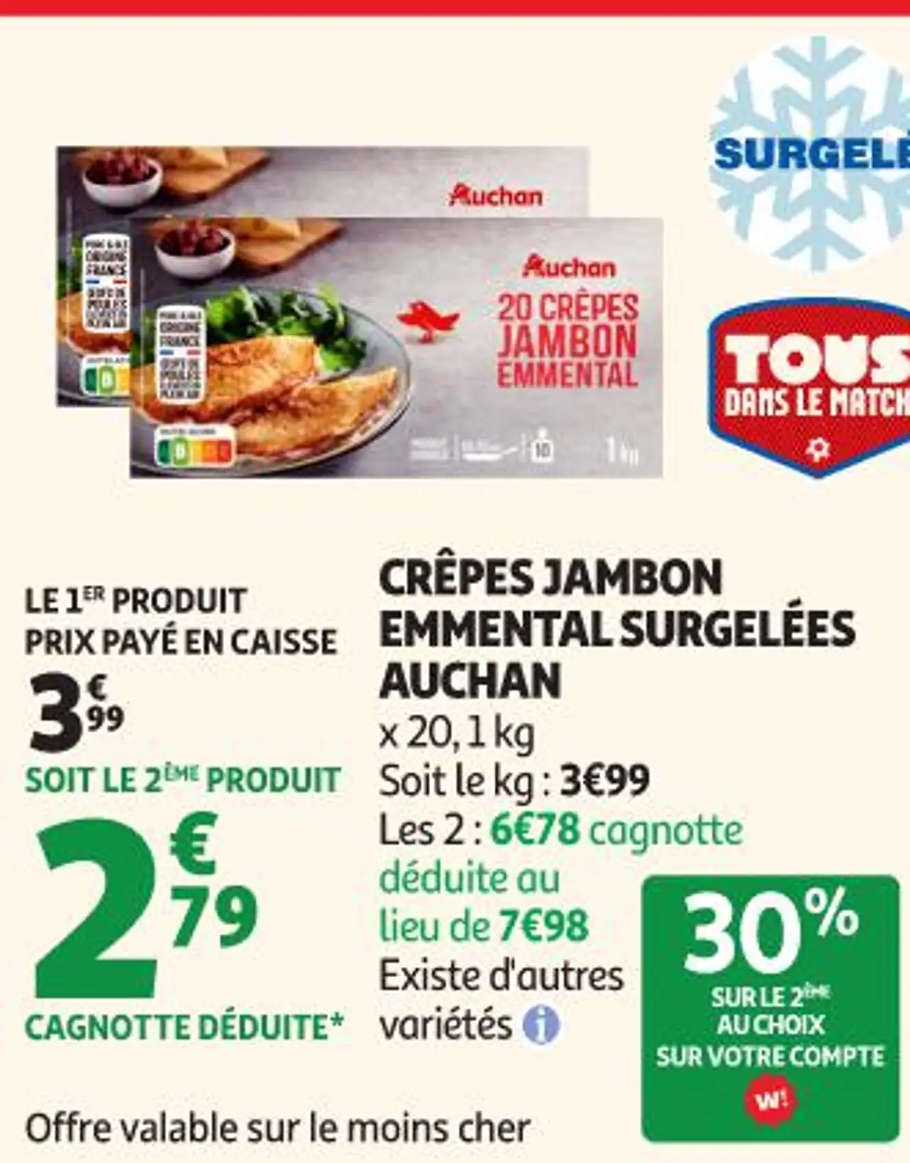 CRÊPES JAMBON EMMENTAL SURGELÉES AUCHAN