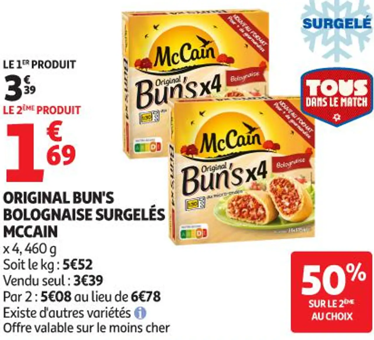 ORIGINAL BUN'S BOLOGNAISE SURGELÉS MCCAIN