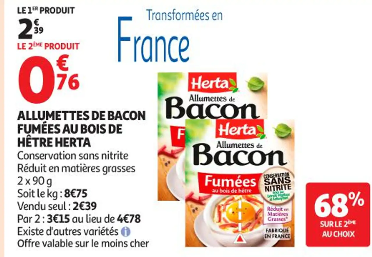 Allumettes de Bacon Fumées au bois de hêtre Herta